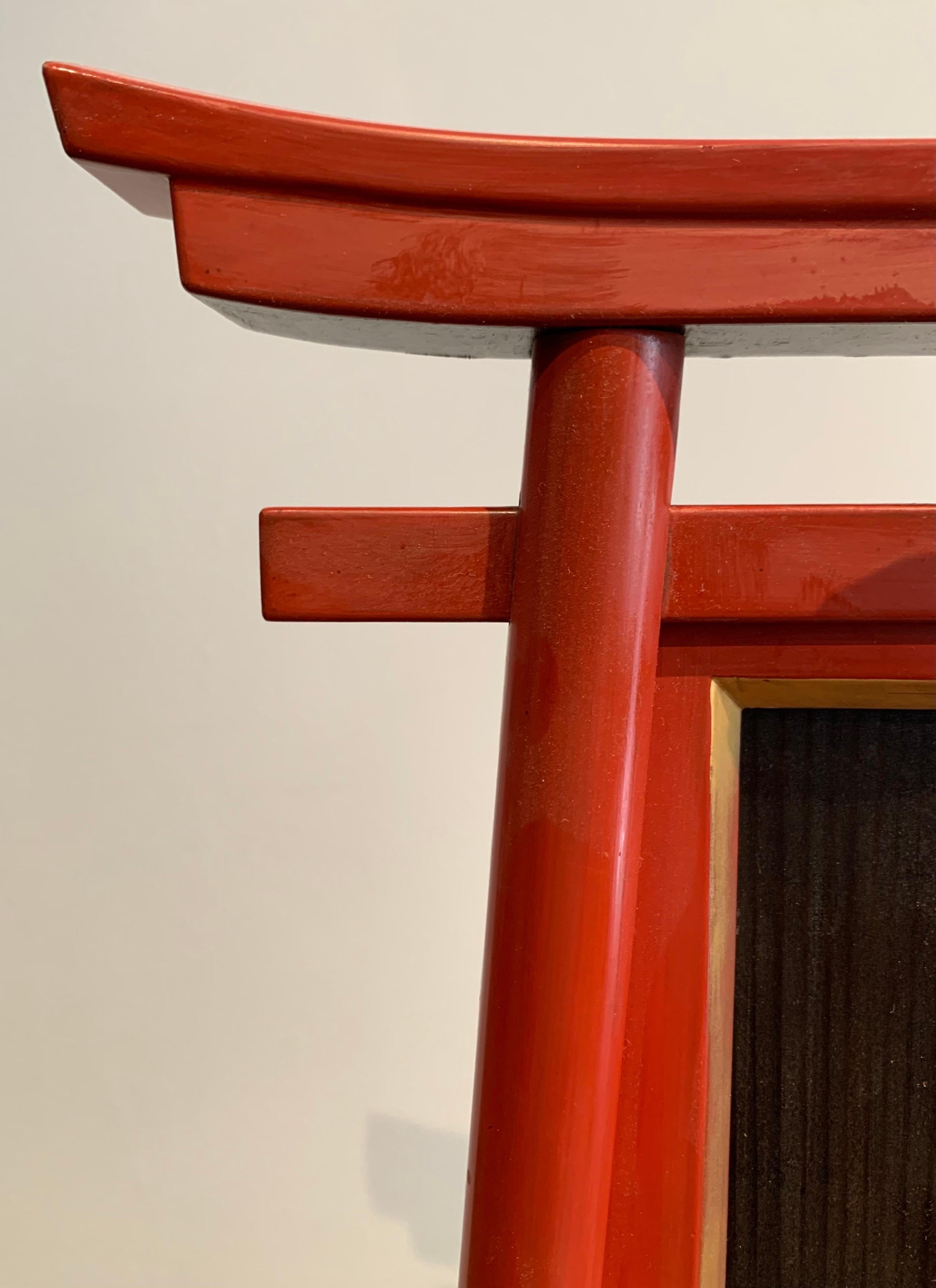 Japanese Lacquered Wood Photo Frame, Torii Gate, 1920s 2