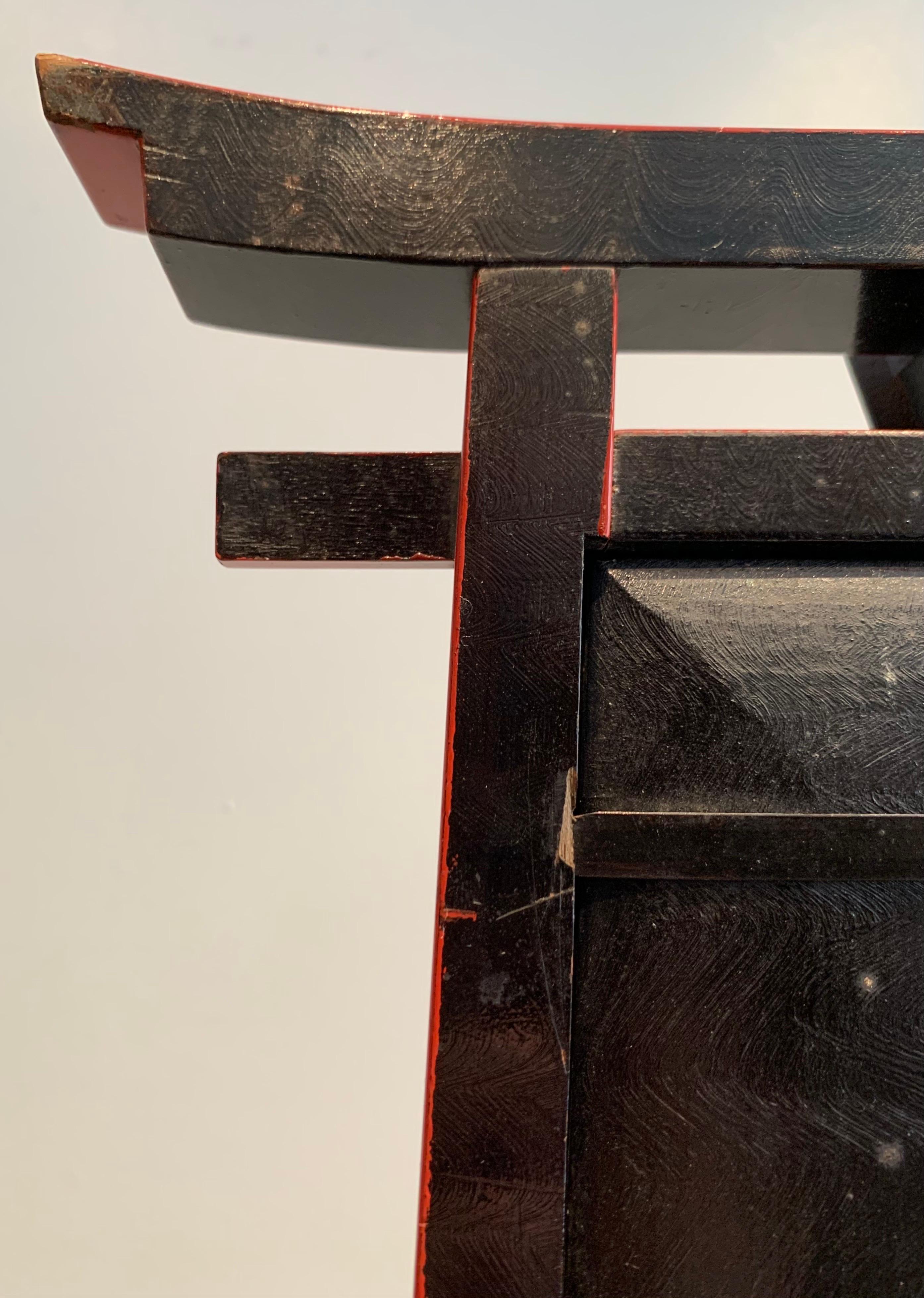 Japanese Lacquered Wood Photo Frame, Torii Gate, 1920s 4