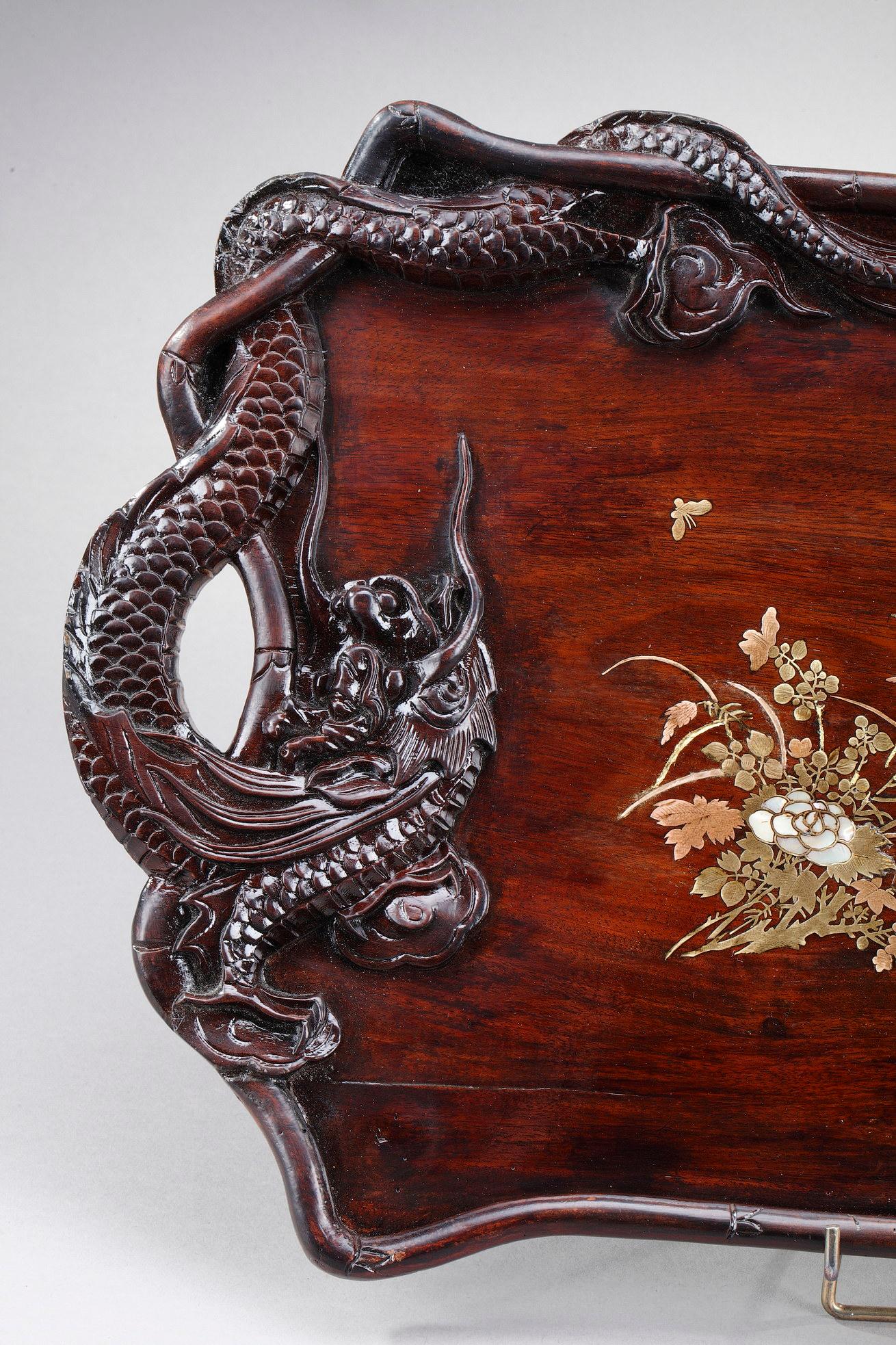 Japanese Lacquered Wood Tray in the Taste of Gabriel Viardot In Good Condition In Paris, FR