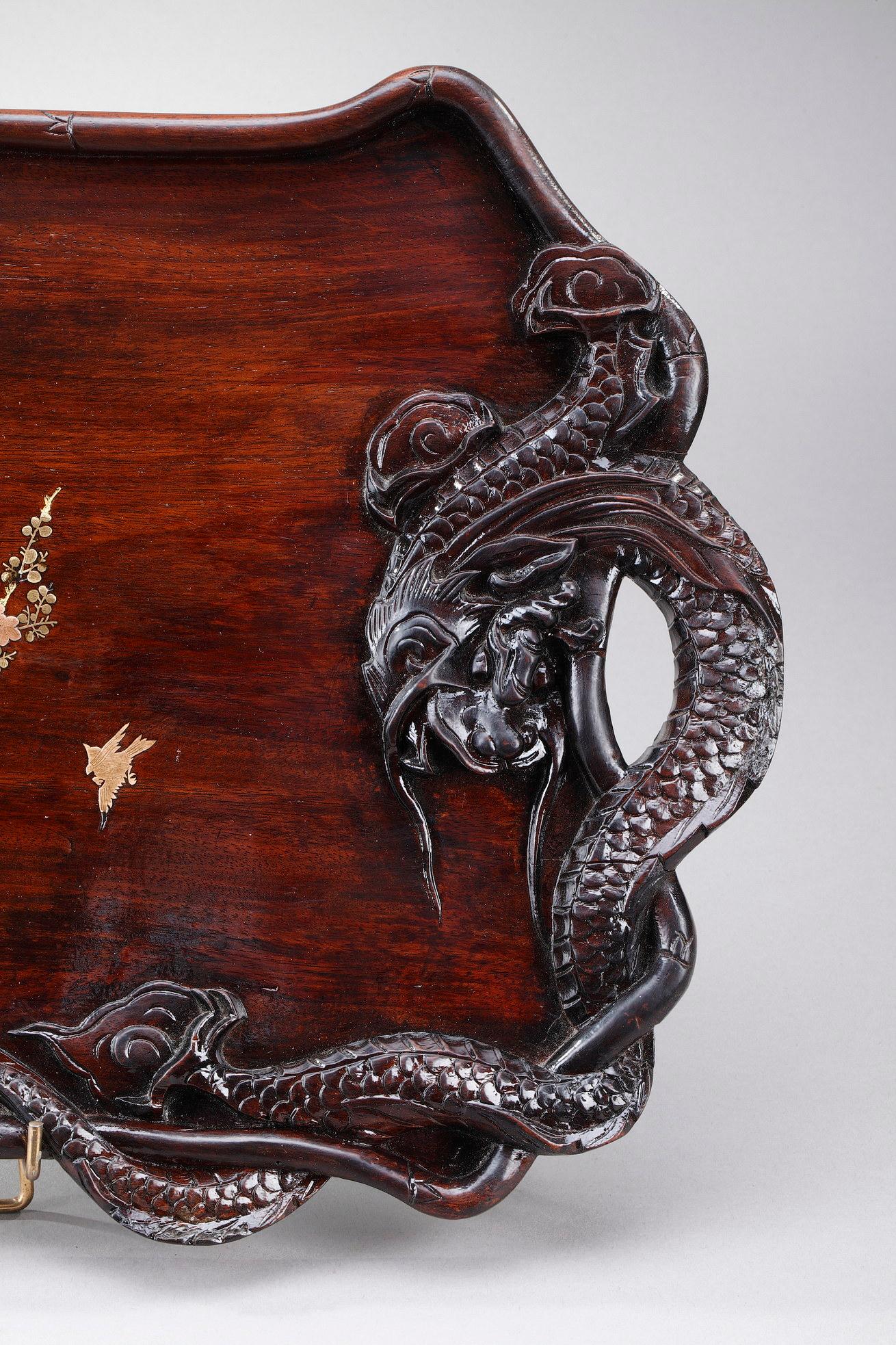 Mid-19th Century Japanese Lacquered Wood Tray in the Taste of Gabriel Viardot