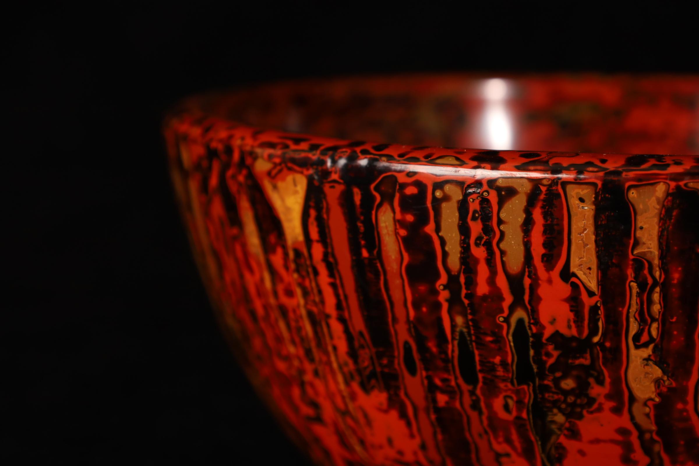 Wood Japanese Lacquerware Bowl — Aizu Lacquer, Dry Lacquer Technique (Early 20th Cent For Sale