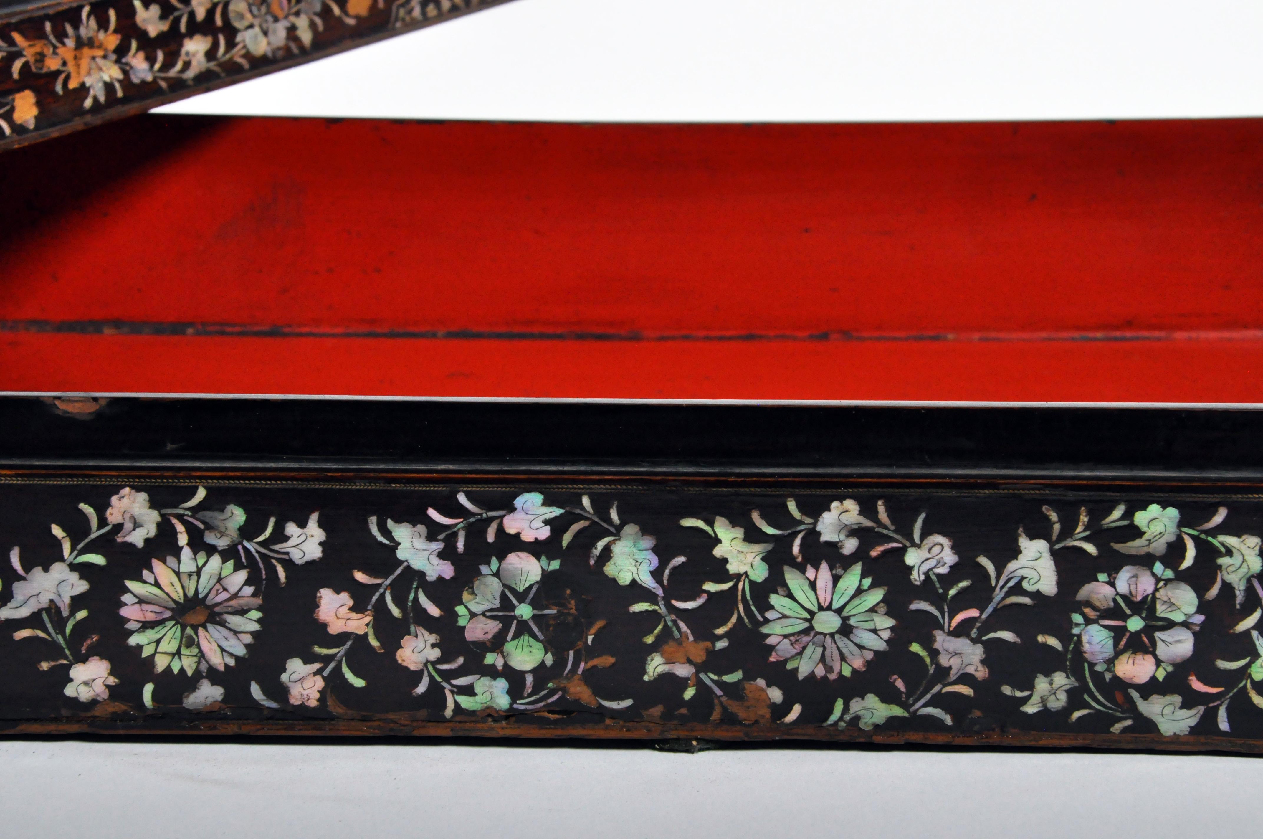 Japanese Lacquerware Box with Mother of Pearl 8