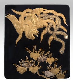 Japanese Lacquerware Writing Box with a Phoenix Motif