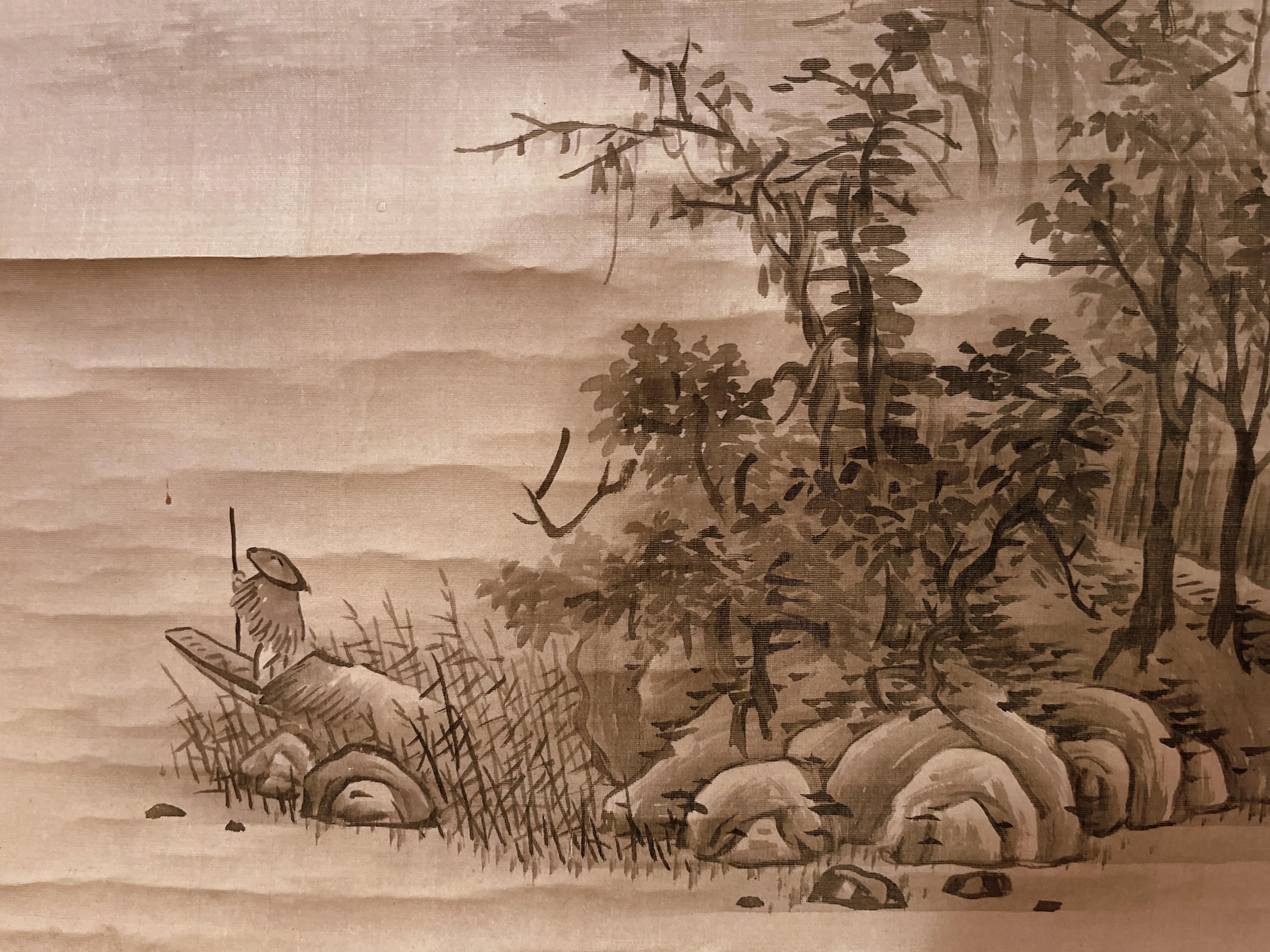 Japanese Landscape Painting, Hanging Scroll Painting  For Sale 1