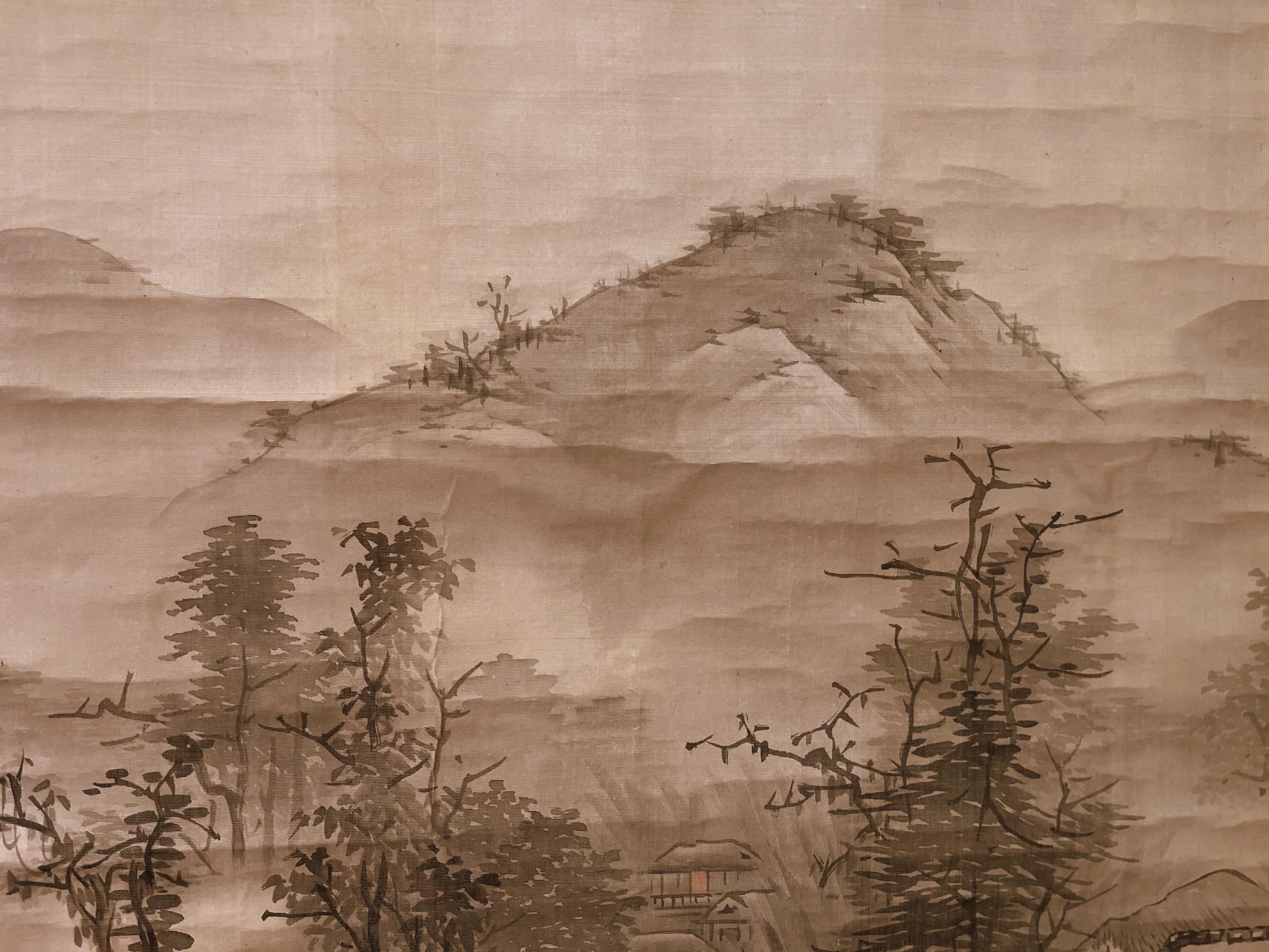 Japanese Landscape Painting, Hanging Scroll Painting  For Sale 2