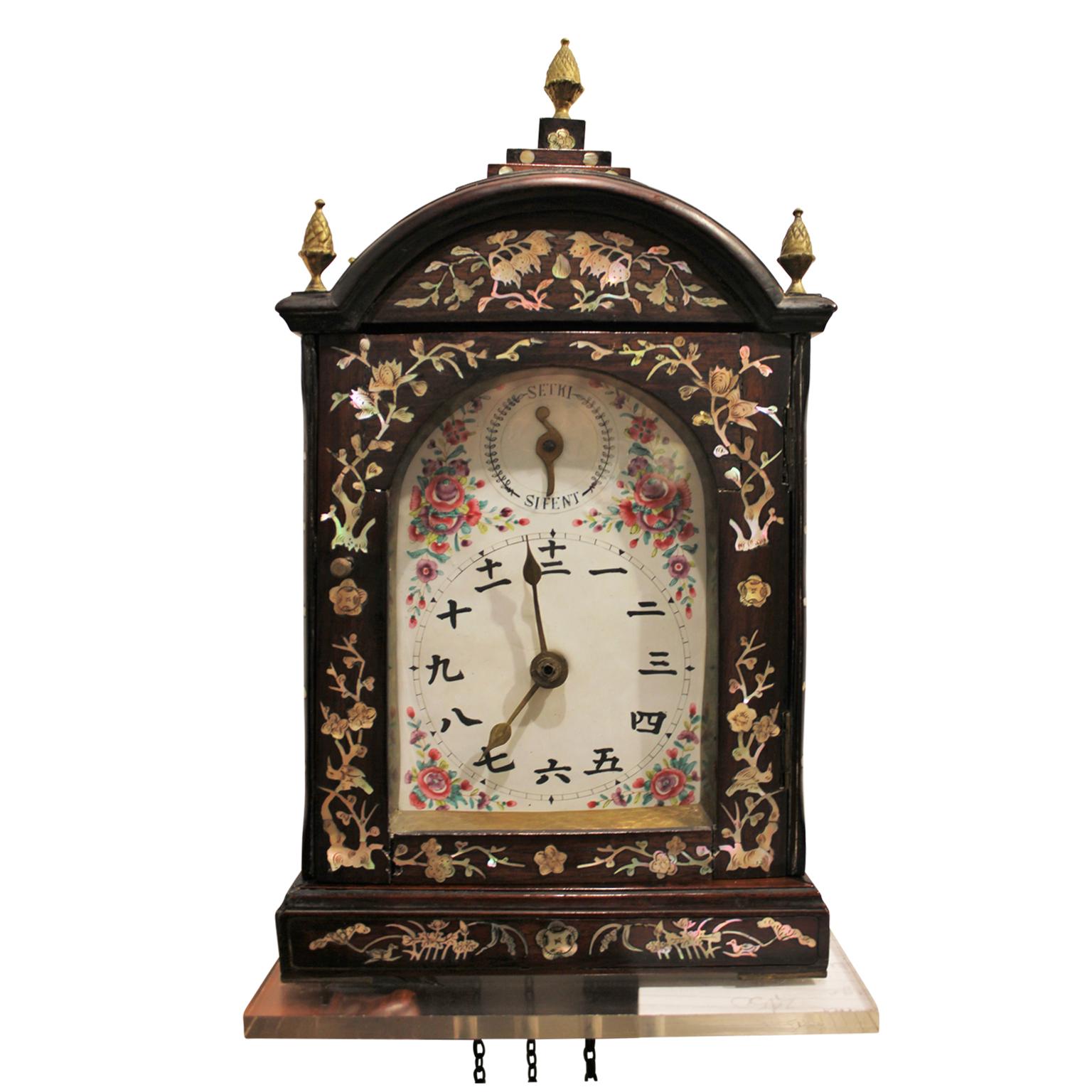 Japanese Lantern Style Clock with Glass Door and Hand Painted Porcelain Face 3