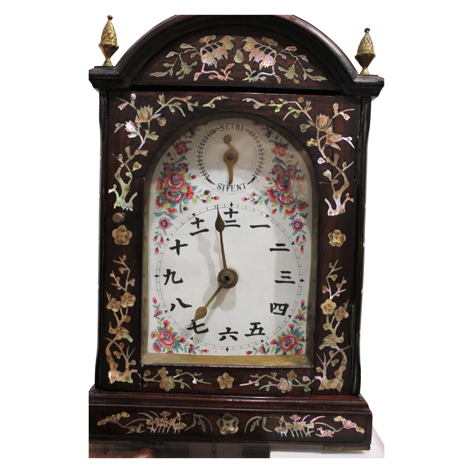 Japanese Lantern Style Clock with Glass Door and Hand Painted Porcelain Face 2