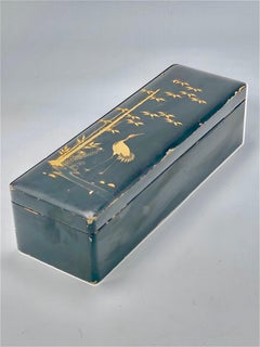 Japanese Laquered Box with Hinged Lid and Lock, Japan, 19th Century, Birds Decor