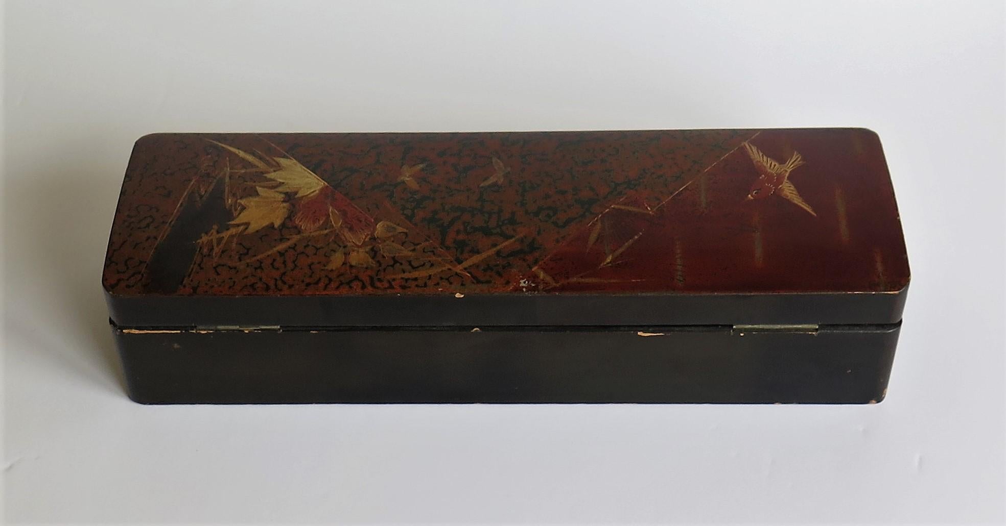Japanese Laquered Box with Hinged Lid and Lock, Taisho Period Circa 1920 4