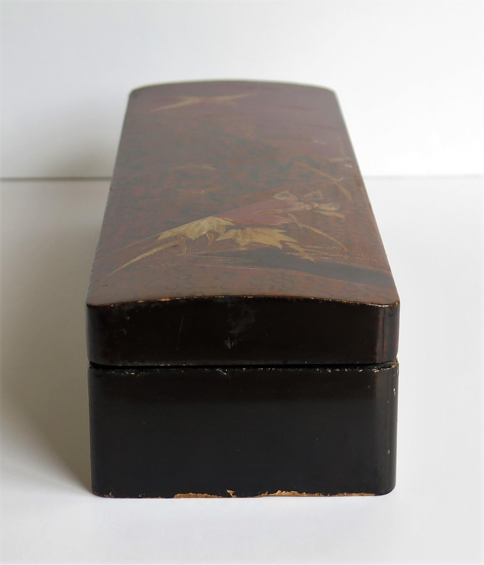 Japanese Laquered Box with Hinged Lid and Lock, Taisho Period Circa 1920 5