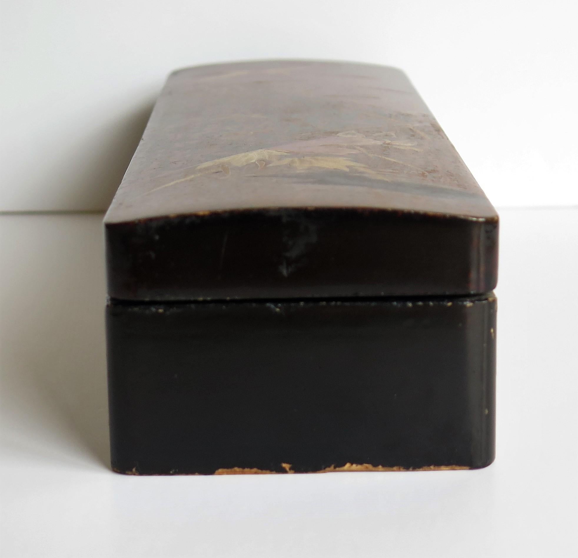 Japanese Laquered Box with Hinged Lid and Lock, Taisho Period Circa 1920 6