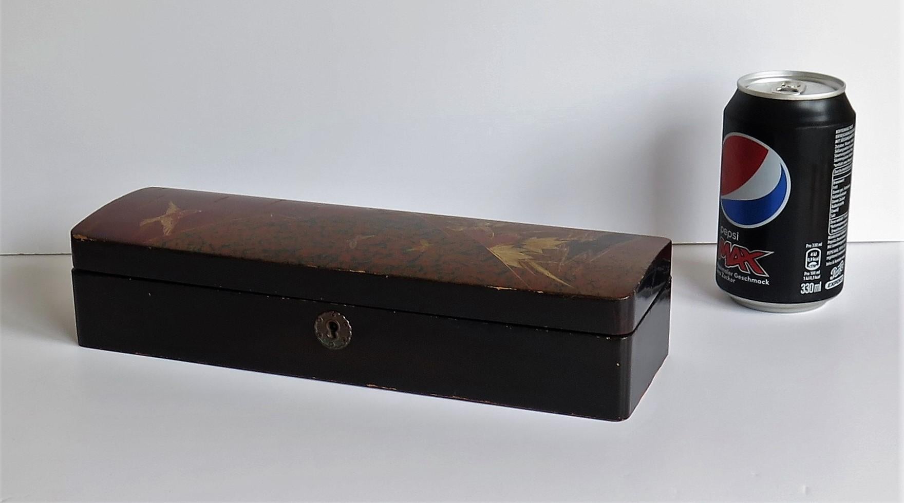 Japanese Laquered Box with Hinged Lid and Lock, Taisho Period Circa 1920 11