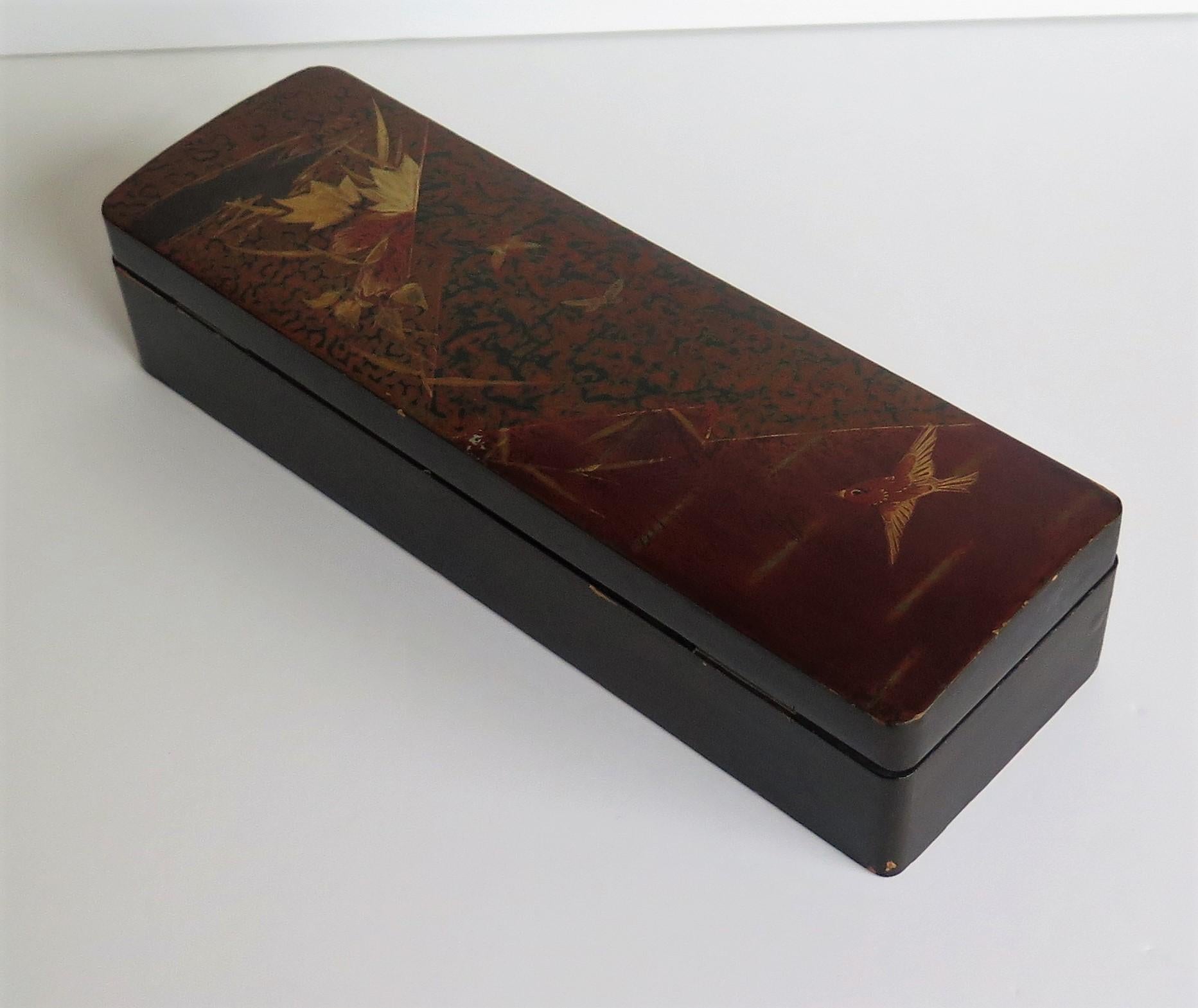 Japanese Laquered Box with Hinged Lid and Lock, Taisho Period Circa 1920 2