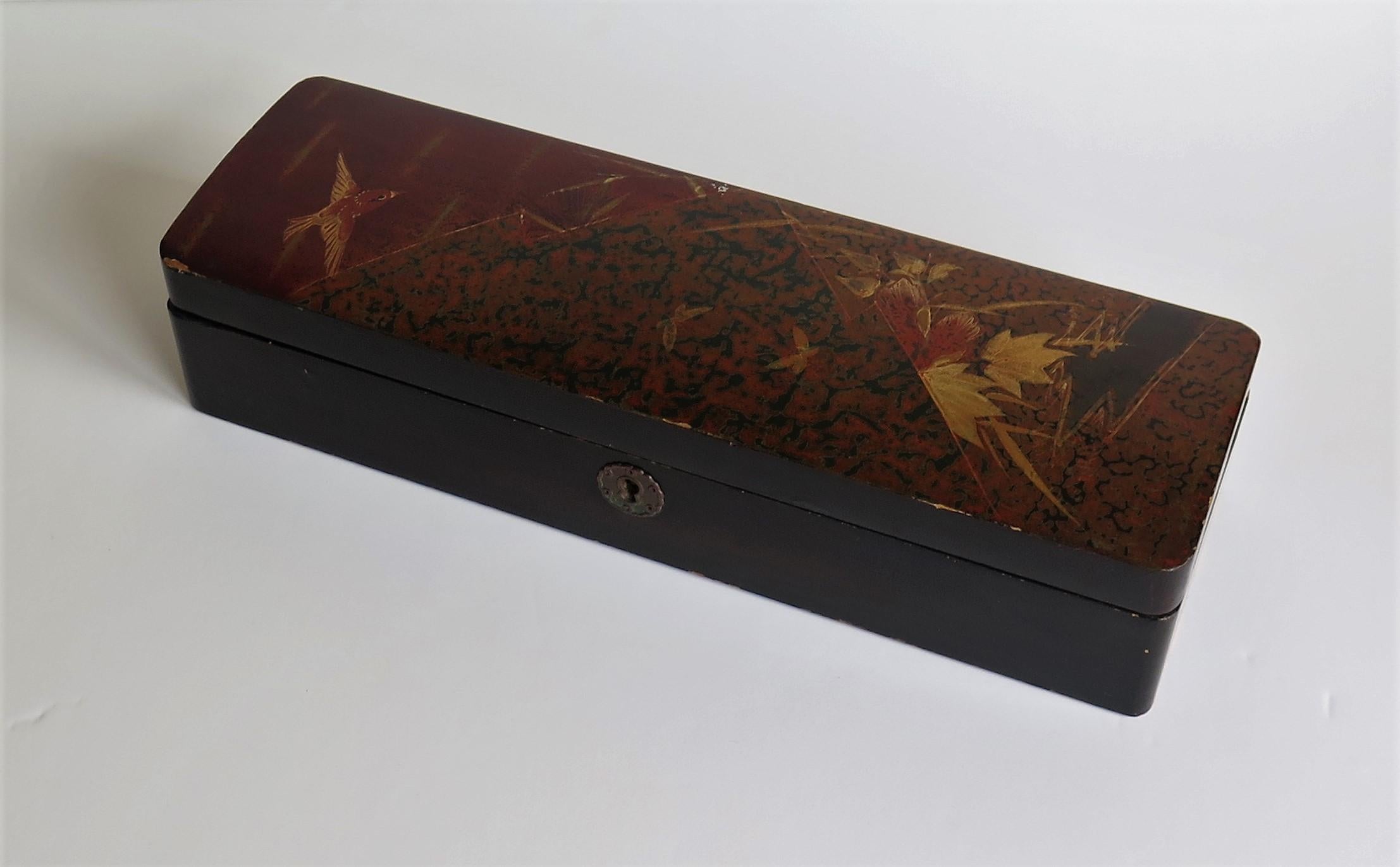 Japanese Laquered Box with Hinged Lid and Lock, Taisho Period Circa 1920 3