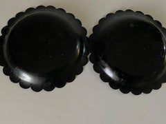 Japanese Laquered Papier Mâché Circular Cups Hand Painted, circa 1910 Set of 2
