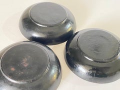 Japanese laquered Papier Mâché Circular Cups  Hand-Painted, circa 1910 Set of 3