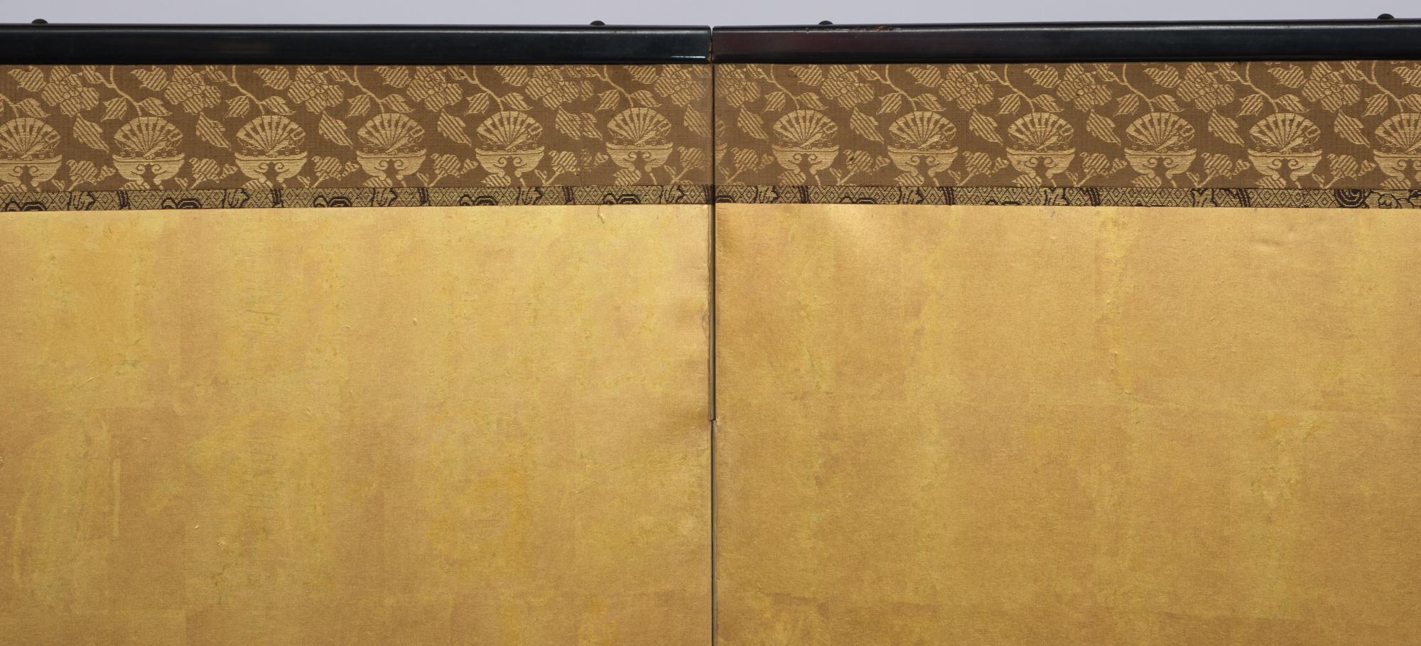 Japanese Large 6-Panel Room Divider with a Painting of Pine Trees & Bird of Prey 4
