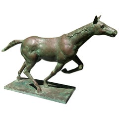 Japanese Large Antique Bronze Race Horse Signed 1916, fine details