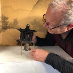 Japanese Large Antique "Mountain Lantern" and Wind Chime, Fine Details