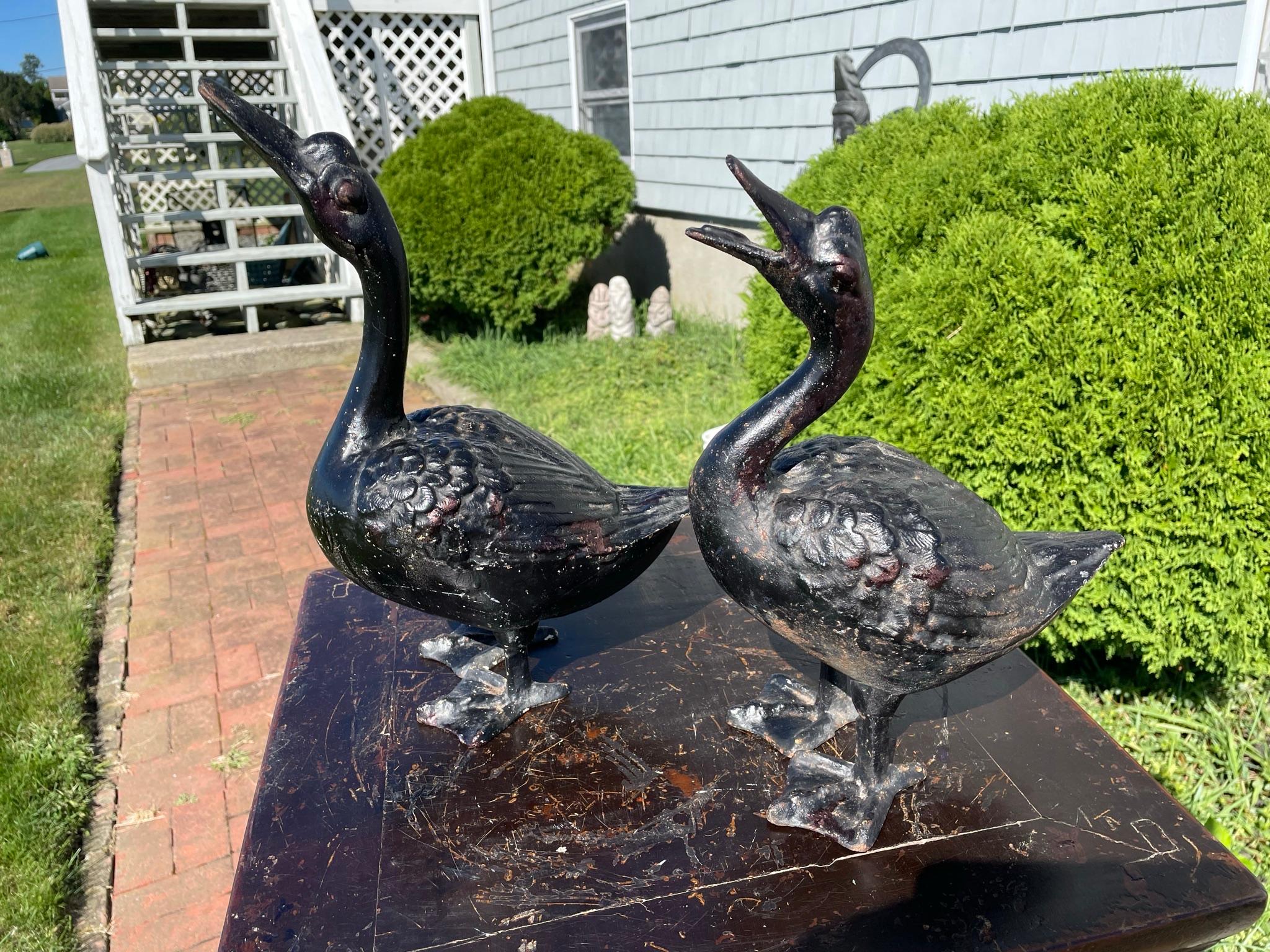 Japanese Large 1920s Pair Garden Ducks 1