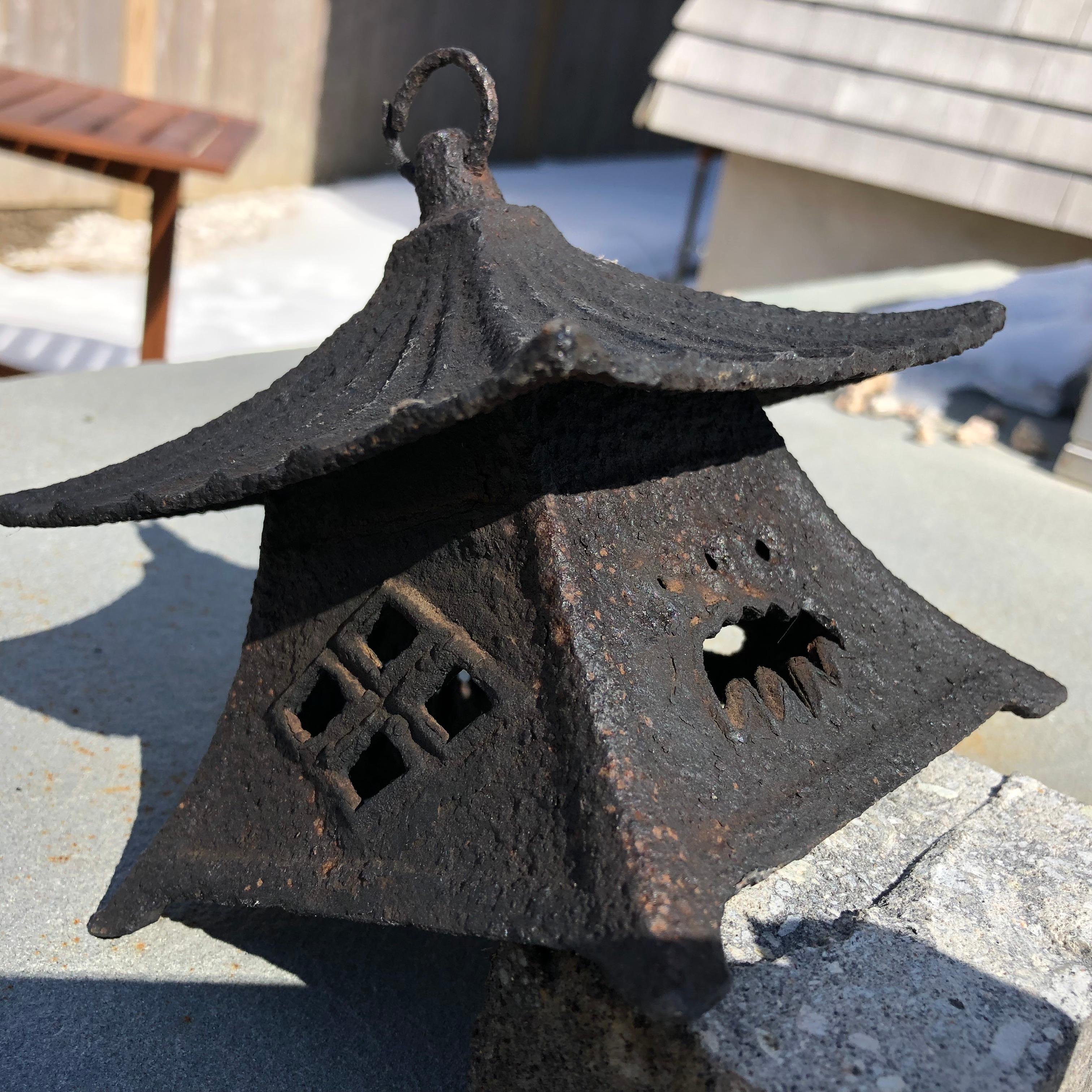 Edo Japanese Large Antique Tea House Lantern and Wind Chime, Fine Details 150 Years