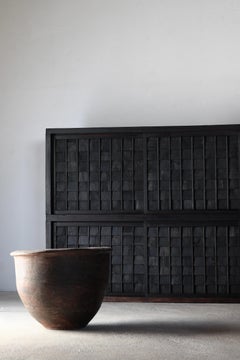 Japanese Large Black Shingle-style Cabinet / Tansu / Wabi-Sabi Primitive