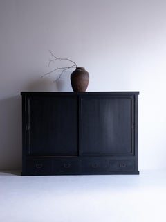 Japanese Large Black Tansu Circa 1860's / Cabinet Wabi-Sabi
