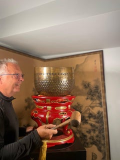 Japanese Large 1842 Bronze Temple Meditation Bowl Rin Serene Resonating Sound