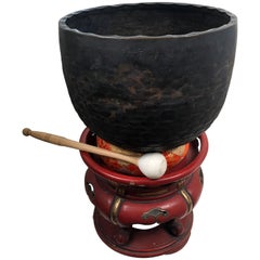 Japanese Large Bronze Antique Meditation Bell, Soothing Reverberating Sound