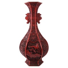 Antique Chinese Cinnabar Lacquer Vase, ca. 1910