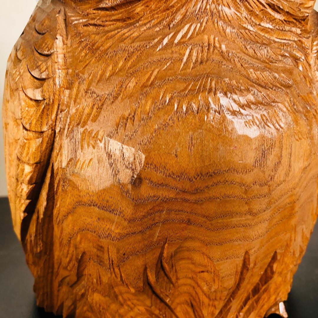 Showa Japanese Hand Carved  Owl, Fine Mid Century Work of Art