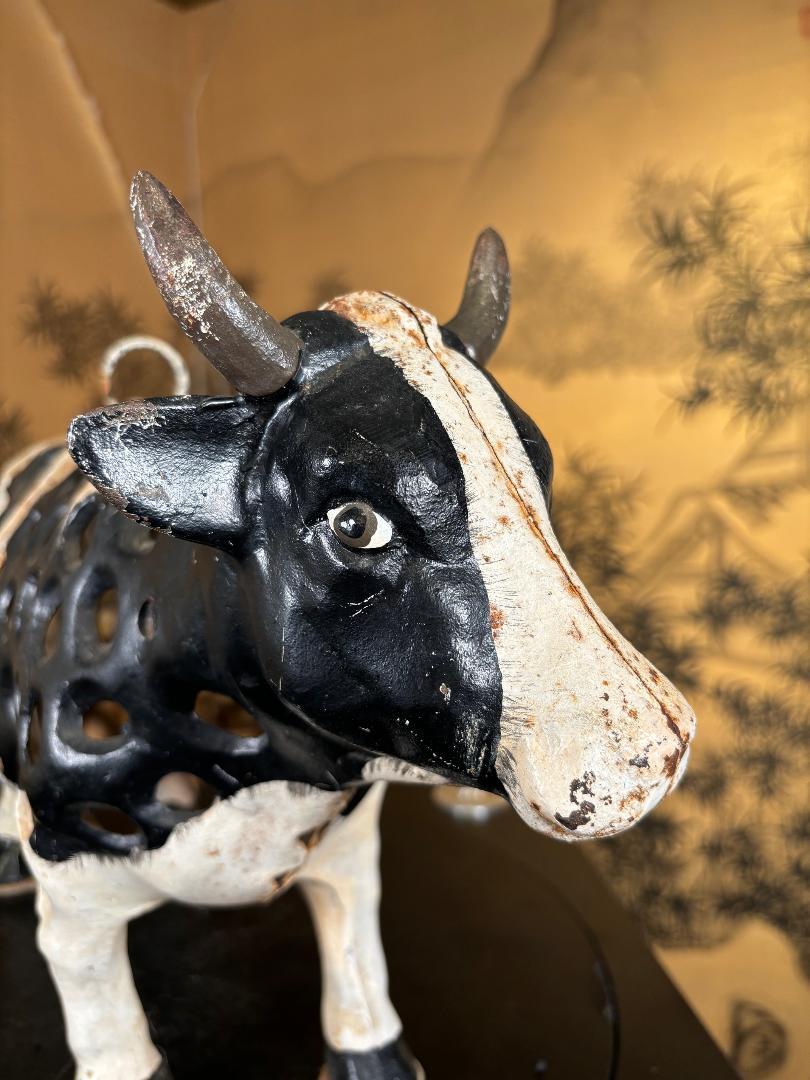 Japanese Large Hand Cast Prize Holstein Cow Lantern, Rare Find For Sale 8