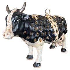 Japanese Large Hand Cast Prize Holstein Cow Lantern, Rare Find