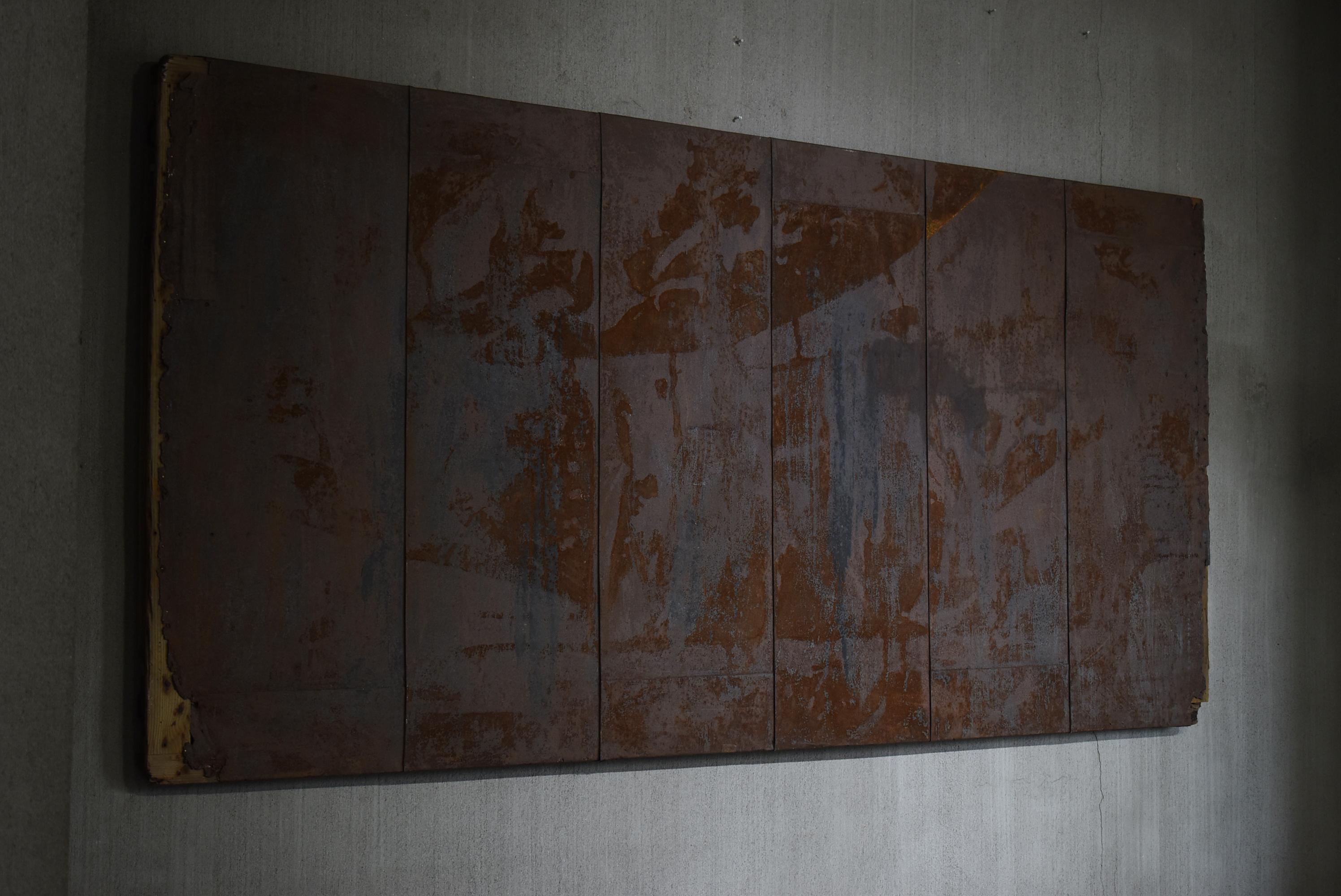 Japanese Large Iron Plate Abstract Art 1900s-1940s / Wall decoration Wabi Sabi For Sale 11