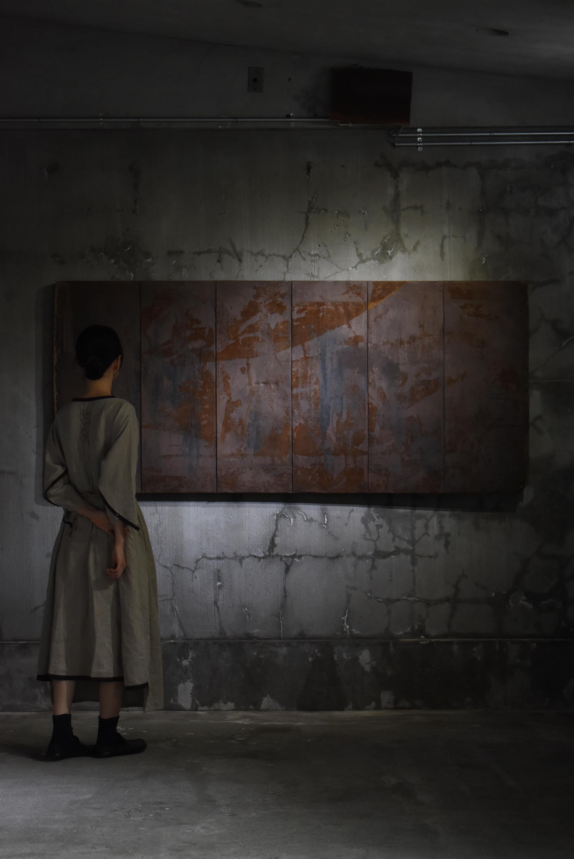 Japanese Large Iron Plate Abstract Art 1900s-1940s / Wall decoration Wabi Sabi For Sale 12