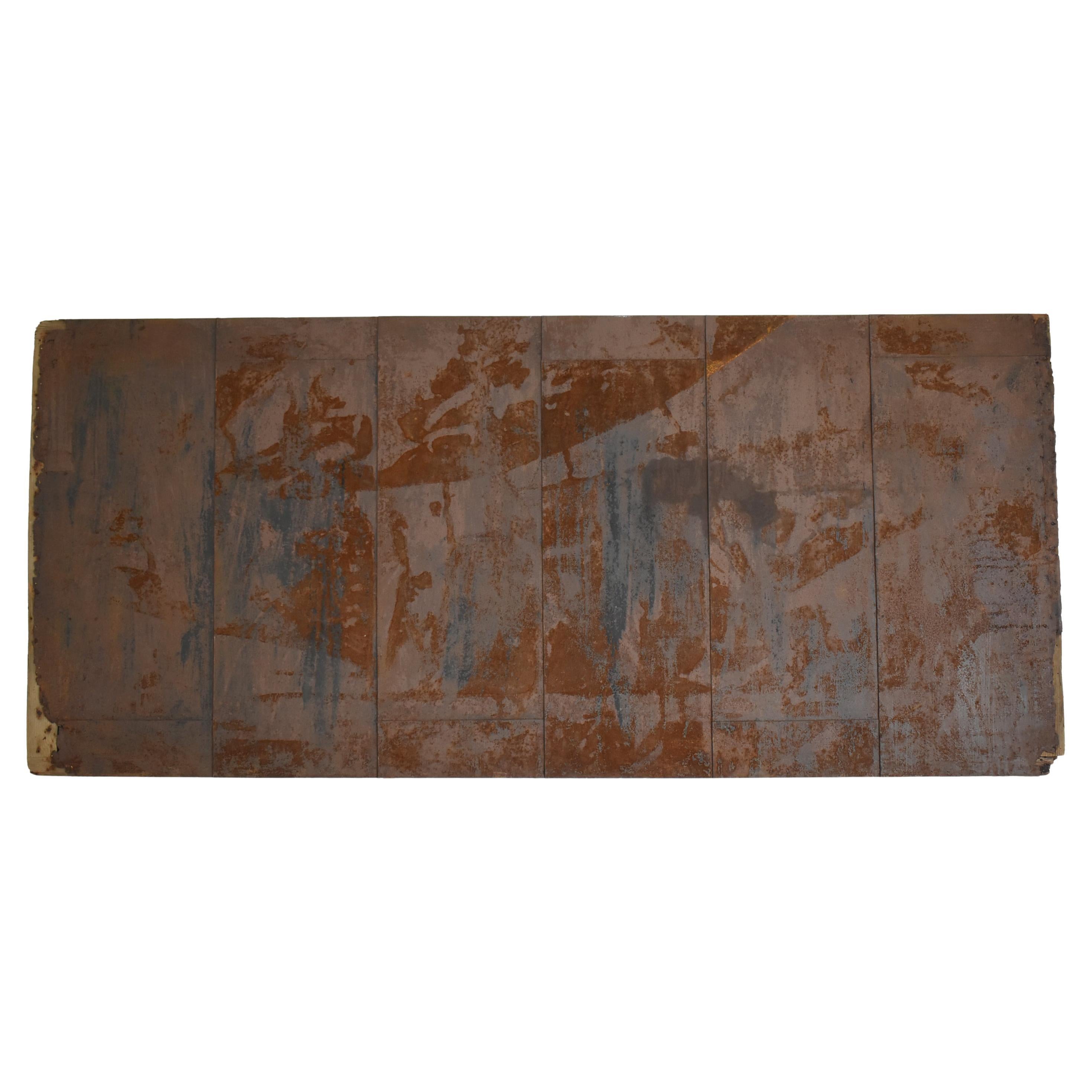 Japanese Large Iron Plate Abstract Art 1900s-1940s / Wall decoration Wabi Sabi