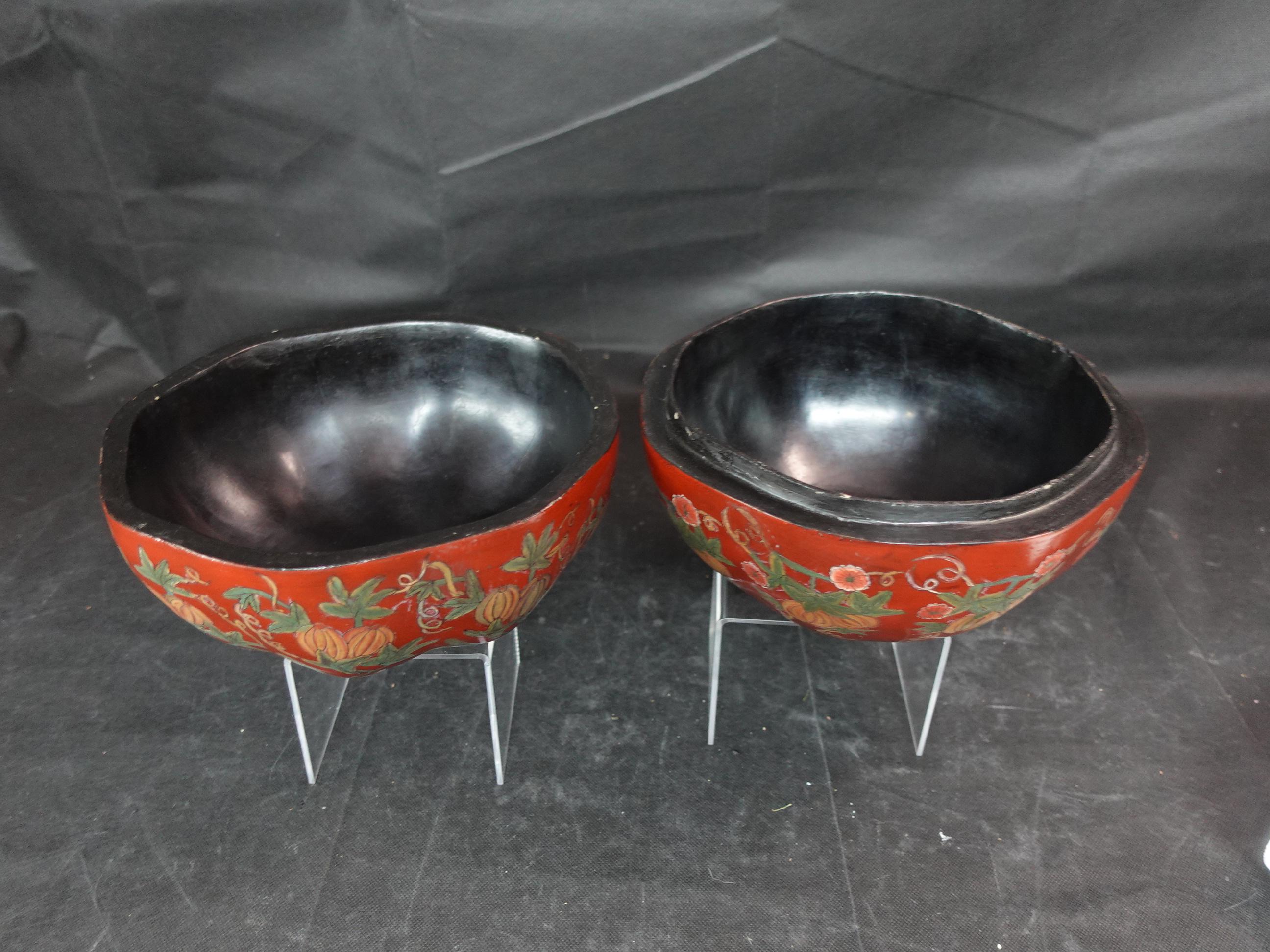 Japanese Large Lacquer Box with Cover in Pumpkin Shape, Ric064 3