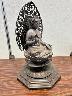 Gran Buda Japonés Sentado de Bronce Antiguo , Kioto Gema Difícil de Encontrar