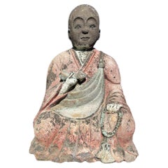 Japanese Large Old Stone Seated Buddha 