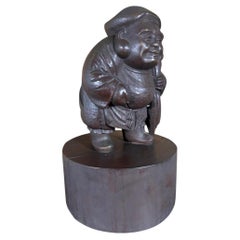 Japanese Large Old Hand Carved Daokoku God of Wealth, Superb Carving