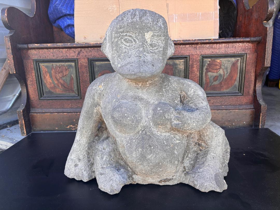Japan Old Hand Carved Kappa Folk Art Garden Stone For Sale 7