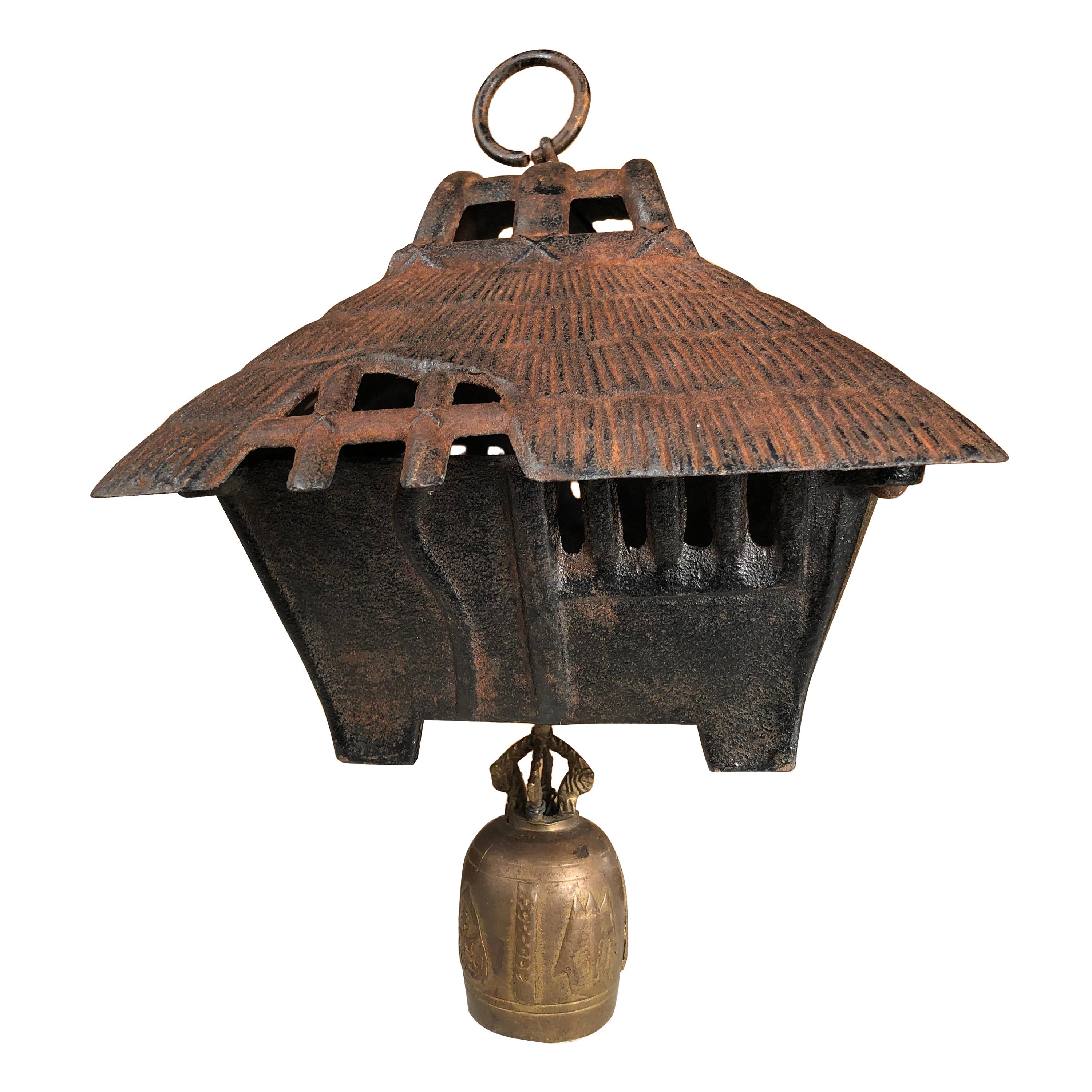 Japanese Large Old "Mountain Minka Cabin" Lantern and Wind Chime