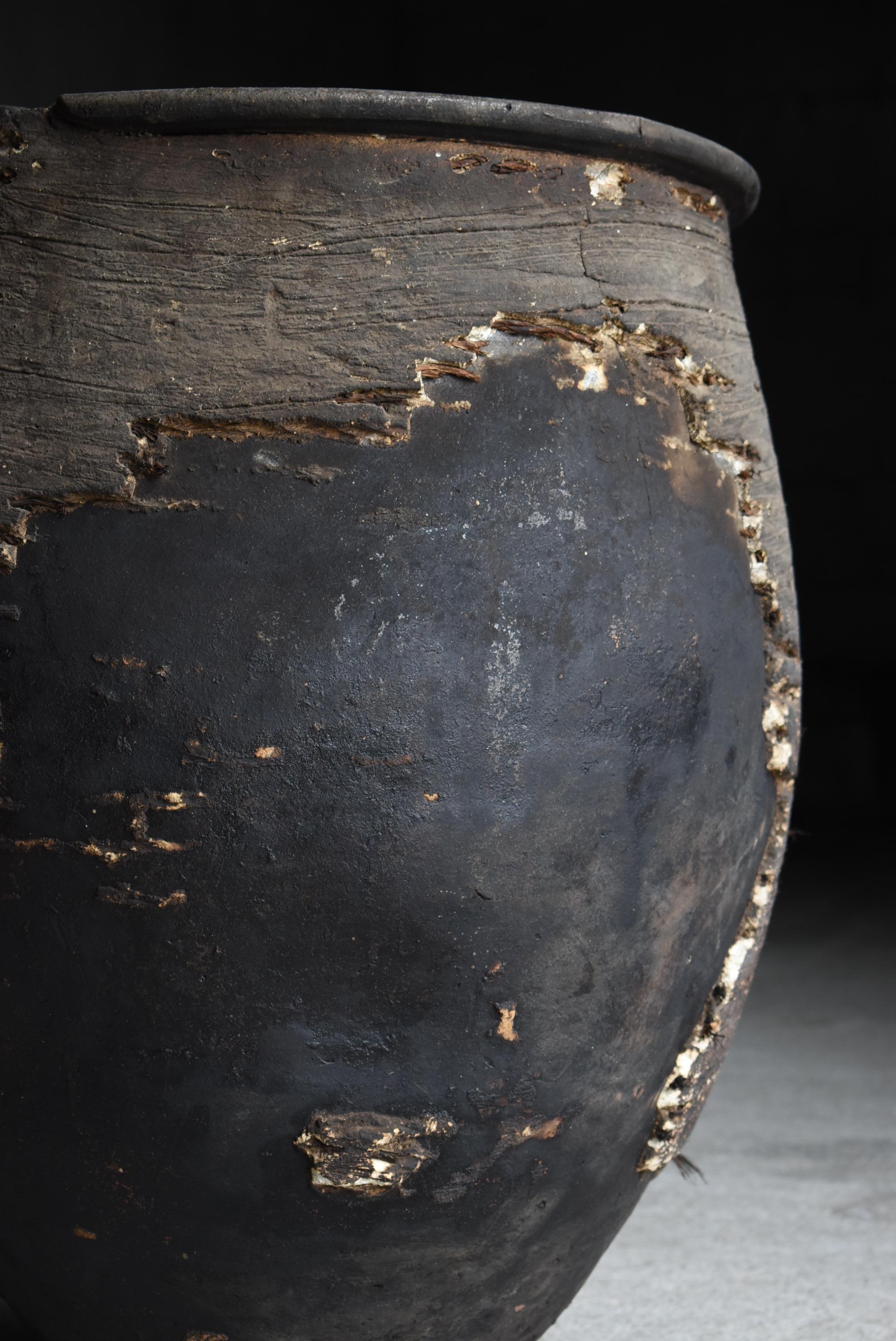 Grande vaso giapponese in ceramica intonacata 1800-1860 / Wabi Sabi in vendita 2