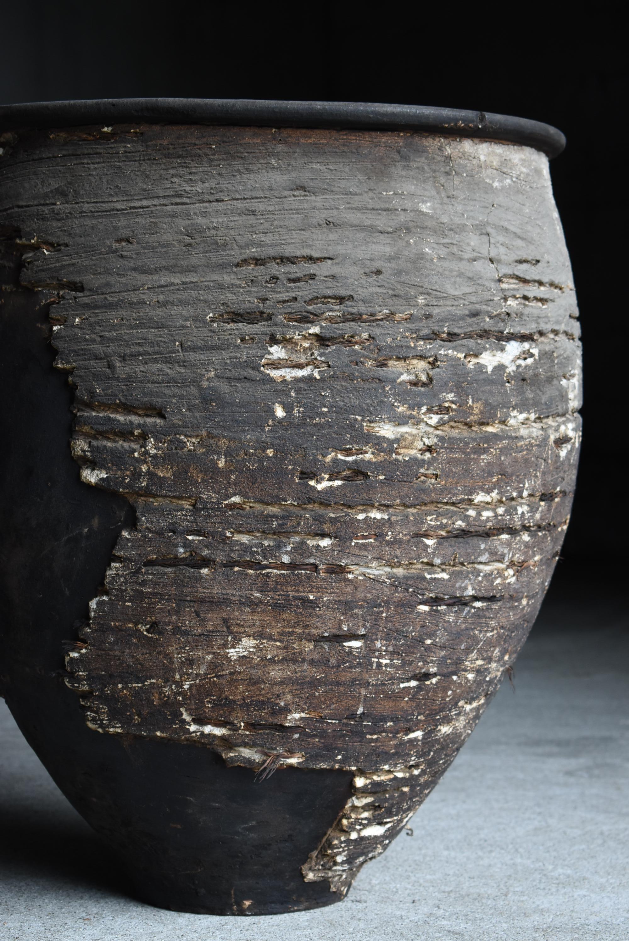 Grande vaso giapponese in ceramica intonacata 1800-1860 / Wabi Sabi in vendita 5