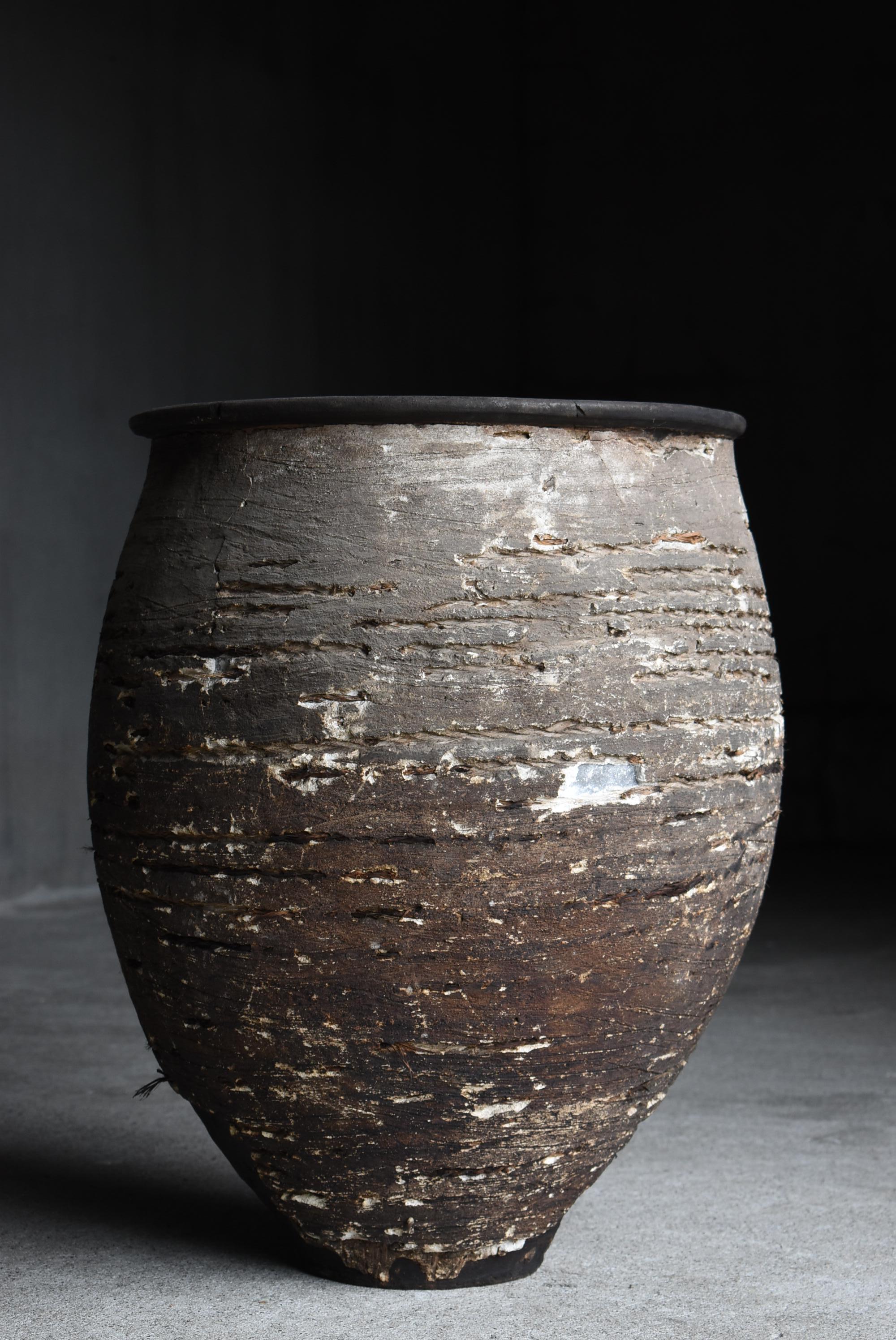 Grande vaso giapponese in ceramica intonacata 1800-1860 / Wabi Sabi in vendita 6