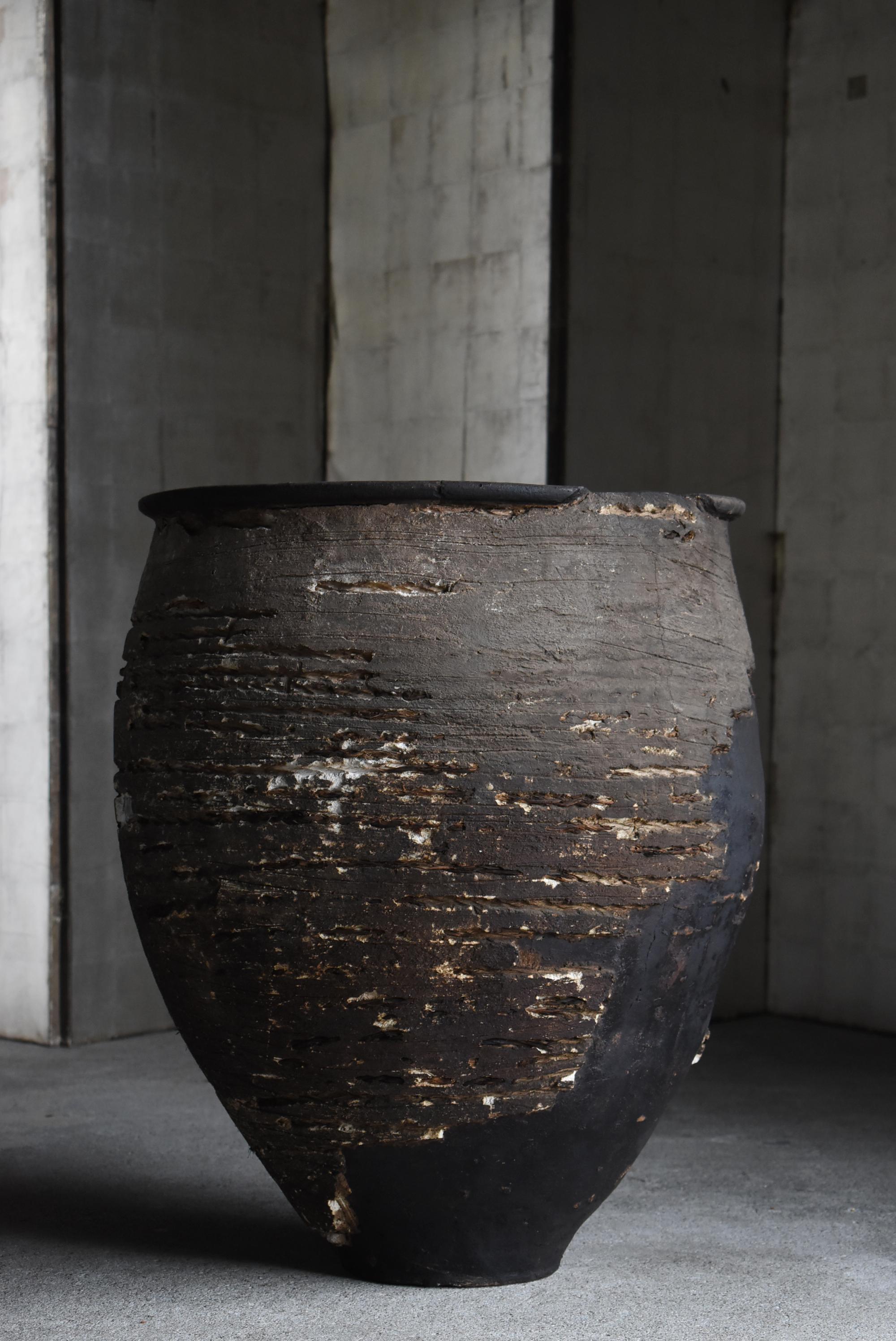 Edo Grande vaso giapponese in ceramica intonacata 1800-1860 / Wabi Sabi in vendita