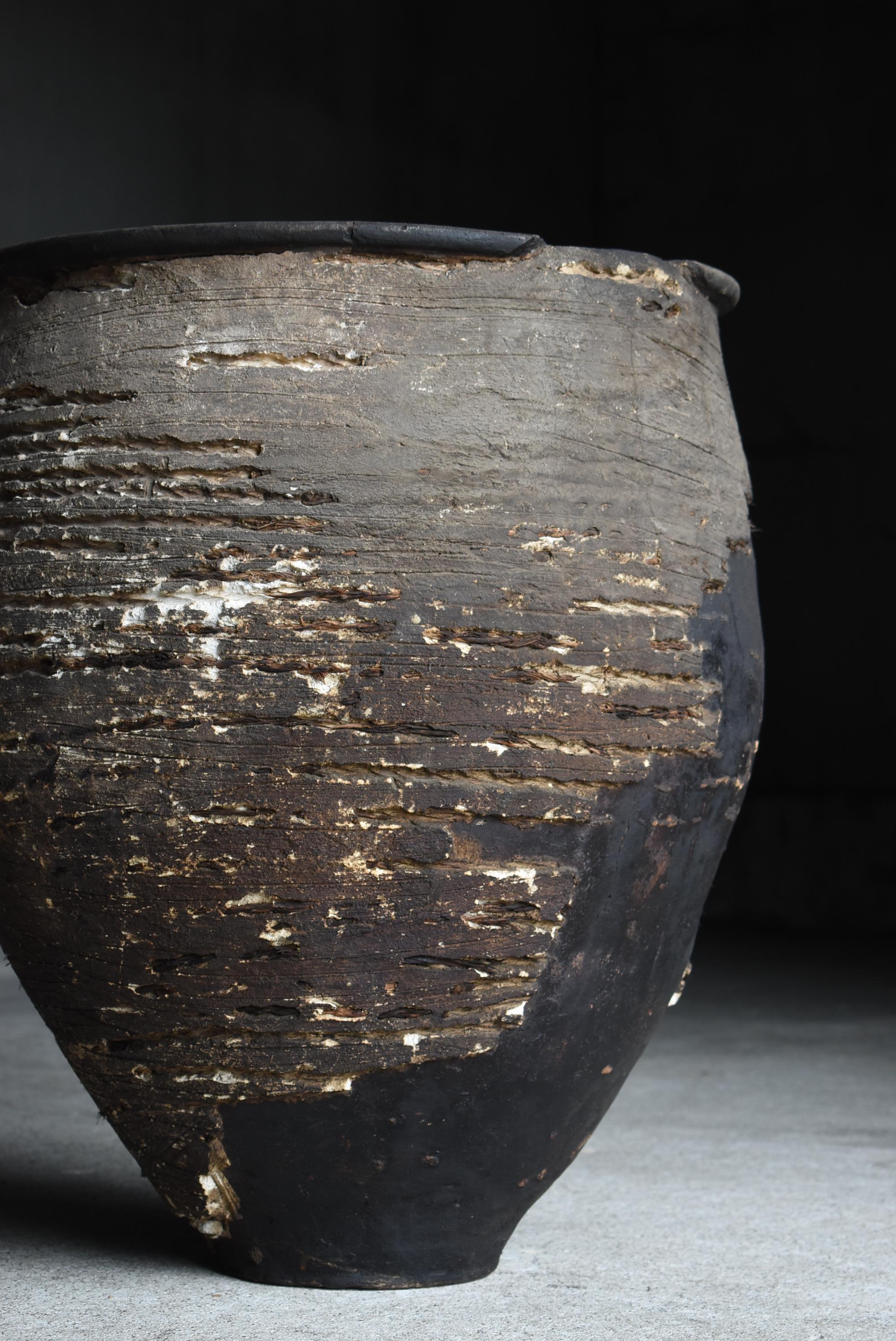 XIX secolo Grande vaso giapponese in ceramica intonacata 1800-1860 / Wabi Sabi in vendita