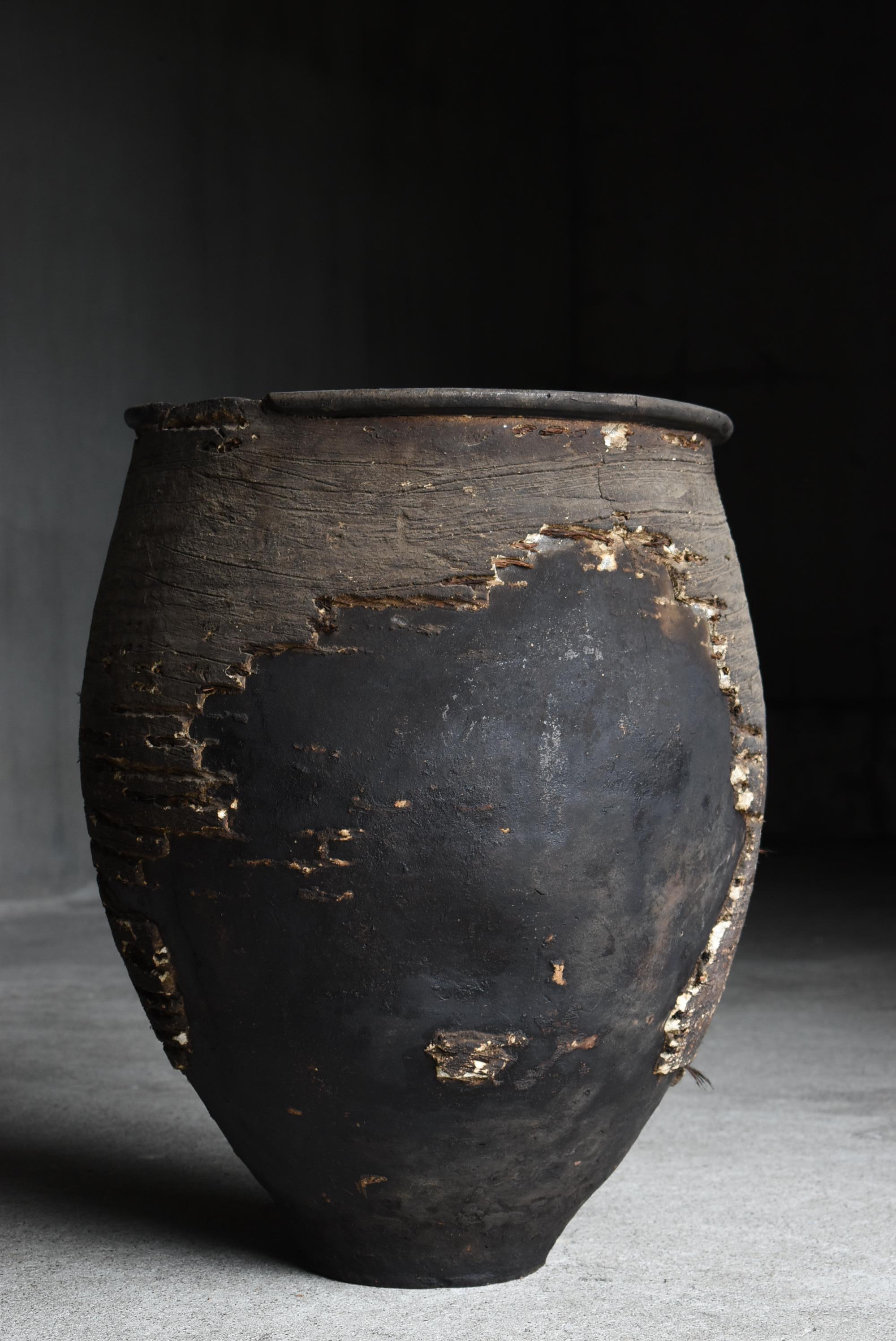 Grande vaso giapponese in ceramica intonacata 1800-1860 / Wabi Sabi in vendita 1