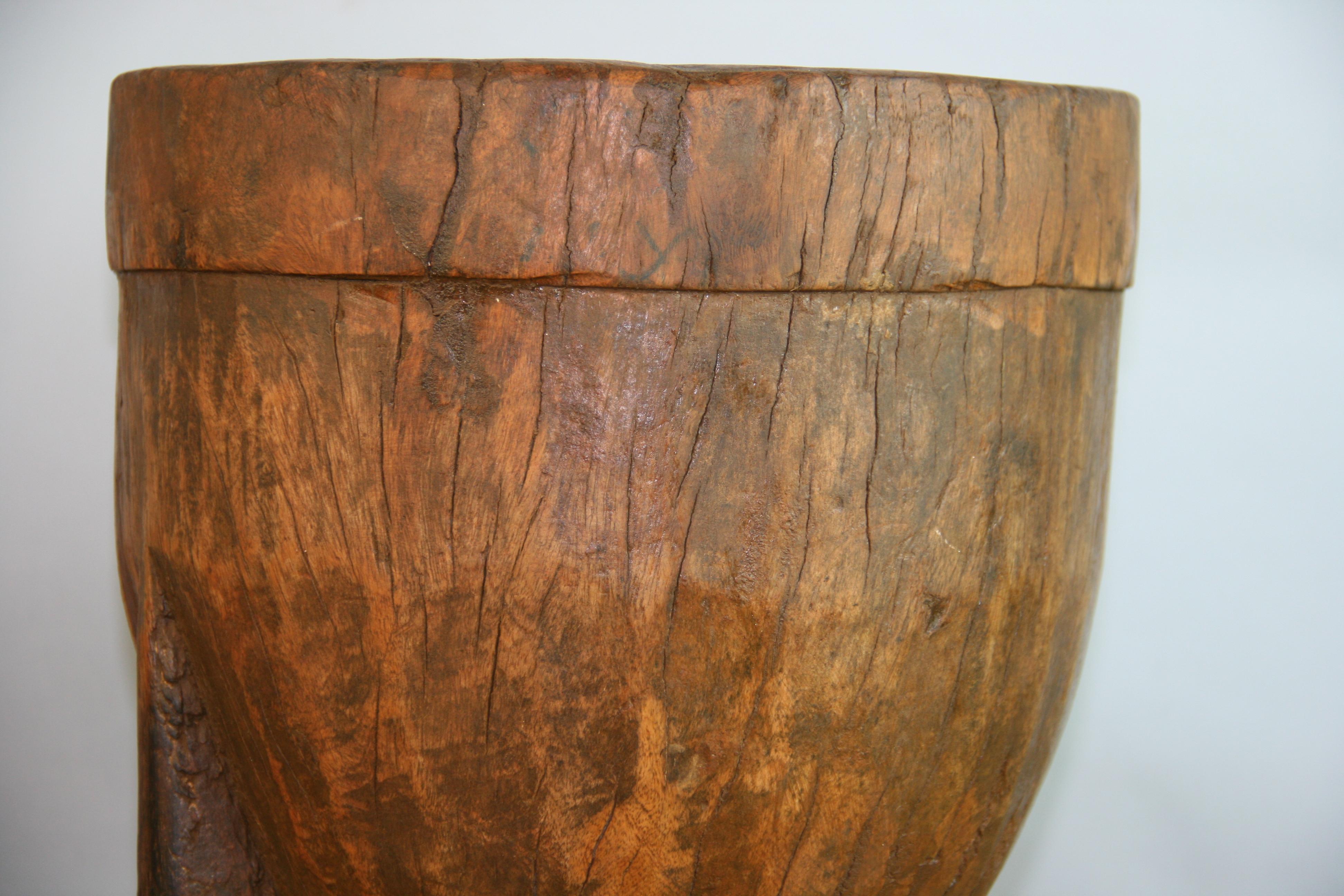 carved wood planter