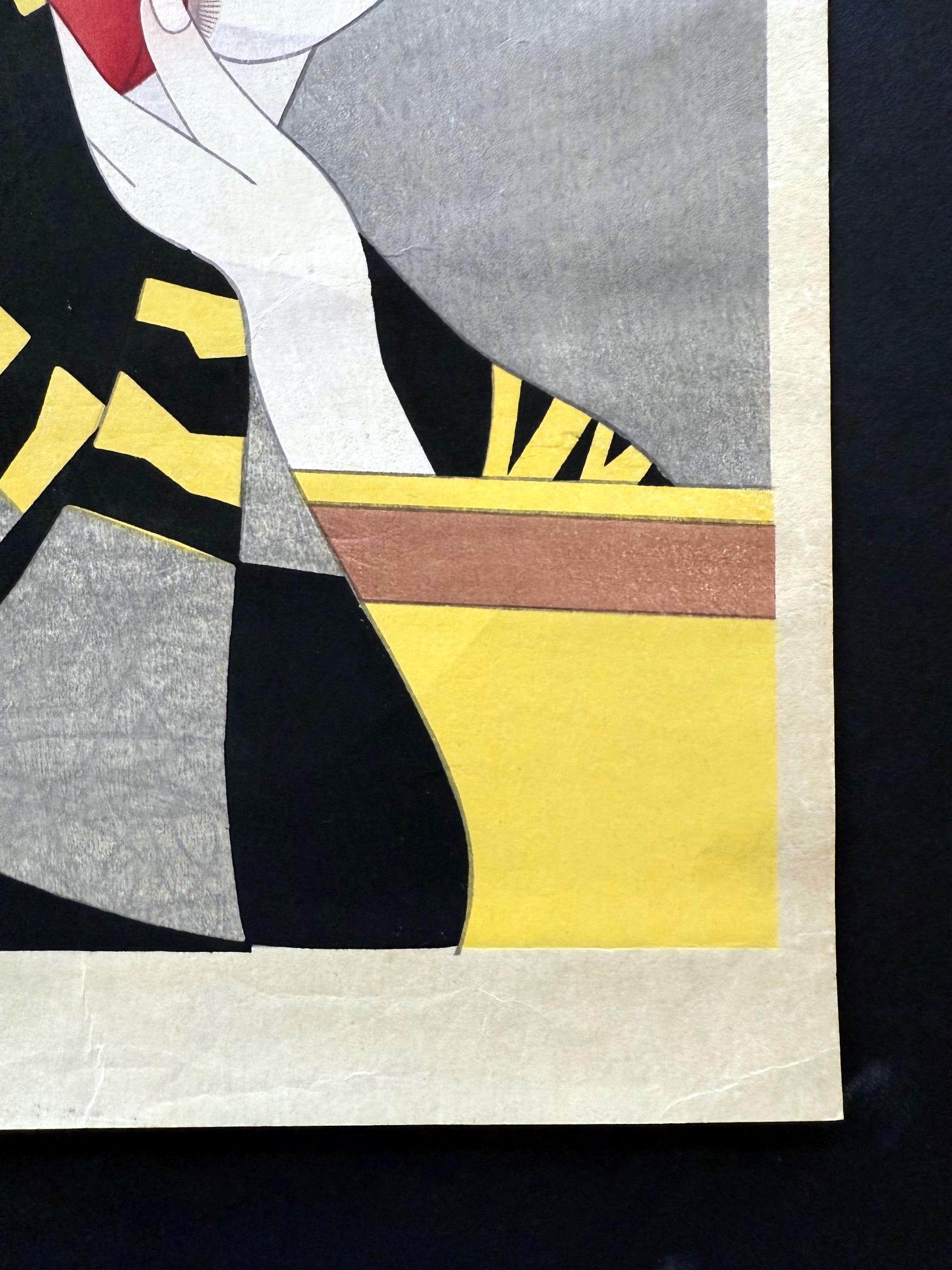Japanischer Großholzschnitt Backstage von Ito Shinsui im Angebot 4